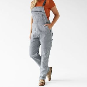 DULUTH TRADING Navy/white railroad stripe overalls Size XL TALL